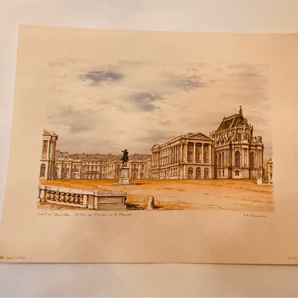 Antique color print on paper Palais de Versailles French architectural landmark - Picture 11 of 12